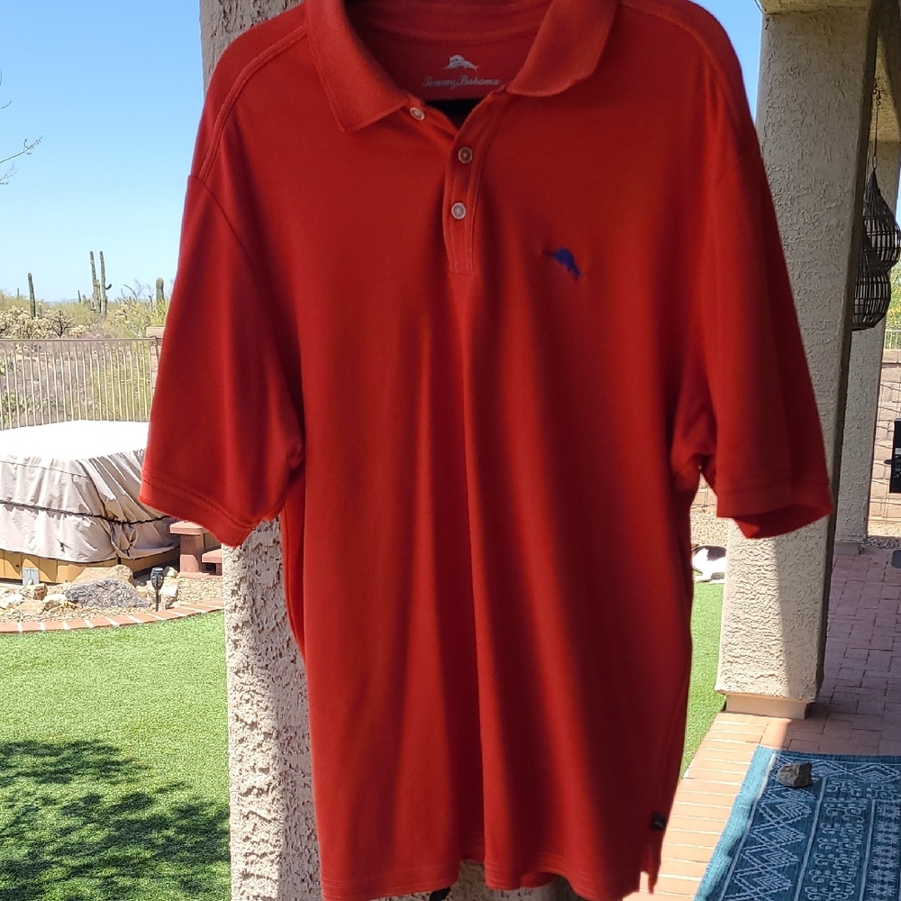 Tommy Bahama Orange Polo Shirt Classic Design Short Sleeves